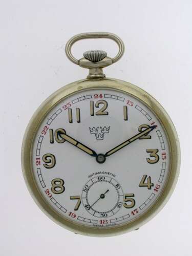 Superb Swedish Military Steel Pocket Watch  Swiss Made 1940