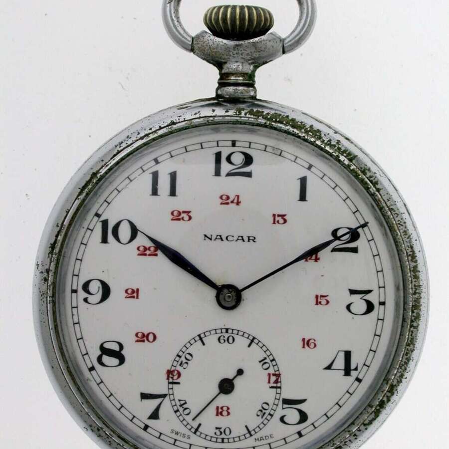 Steel Russian NACAR Railway Open Face Pocket Watch 1940