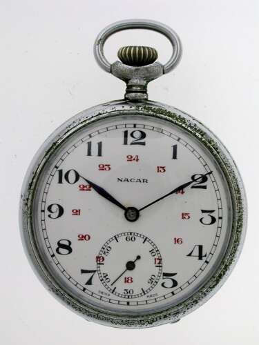 Steel Russian NACAR Railway Open Face Pocket Watch 1940