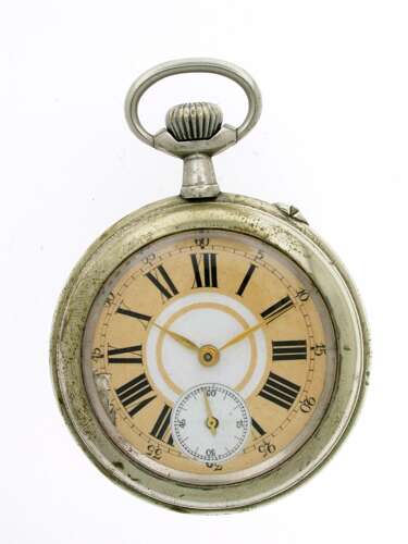 Steel Open Face URANIA Pocket Watch Swiss 1930