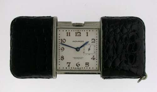 Steel %26 Leather ORIGINAL MOVADO ERMETO Purse Watch Swiss 1930
