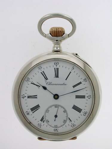 Silver Detent Chronometer High Quality Open Face Pocket Watch Swiss 1890