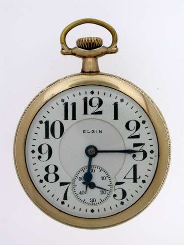 Elgin National Watch Co USA Railway Gold Plated Pocket Watch 1922
