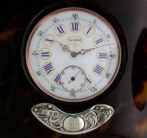 Superb Goliath Gunmetal La Perle Pocket Watch is Tortoiseshell Case, London, England 1922