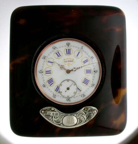 Superb Goliath Gunmetal La Perle Pocket Watch is Tortoiseshell Case, London, England 1922