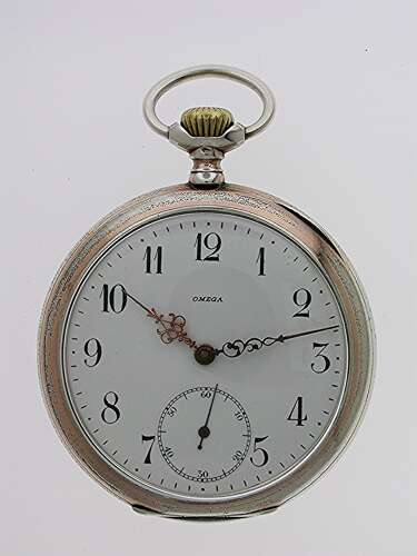 Original Omega Silver 0.800 Pocket Watch 1905