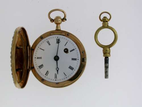 Superb Rare 18 ct Rose Gold Verge Full Hunter Pocket Watch with Pearls c.1860