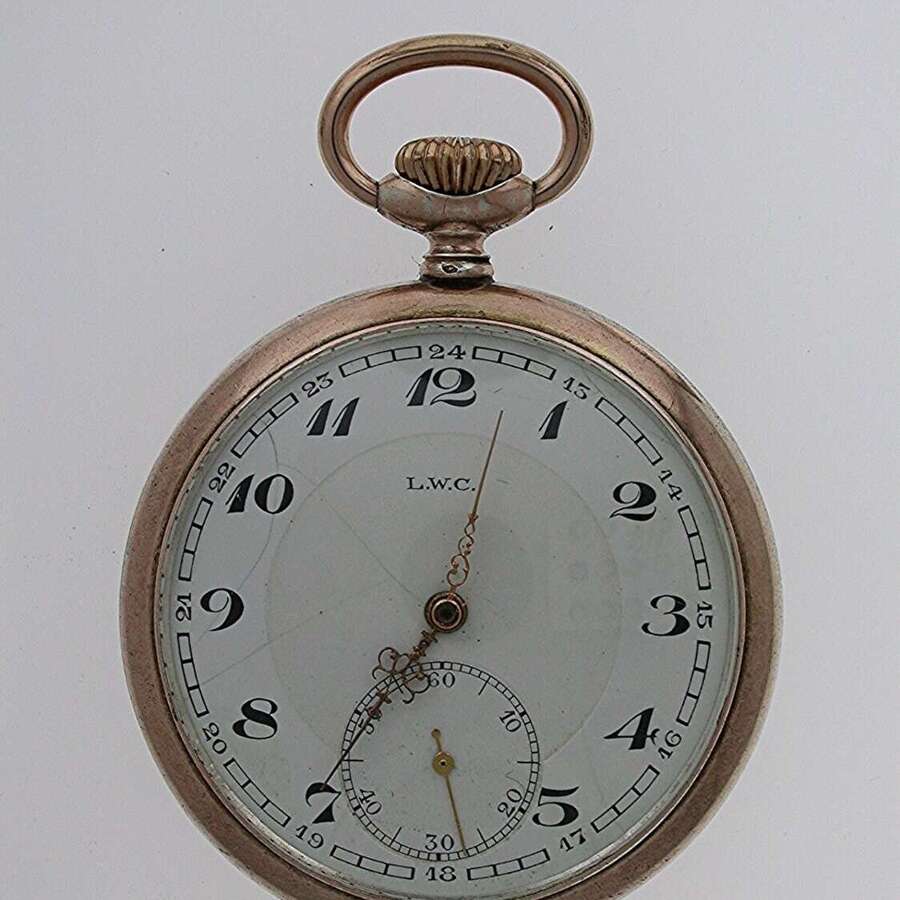 Silver LWC Military Open Face Pocket Watch Swiss 1920