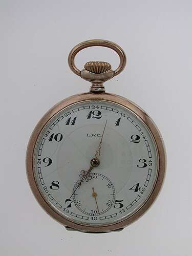 Silver LWC Military Open Face Pocket Watch Swiss 1920