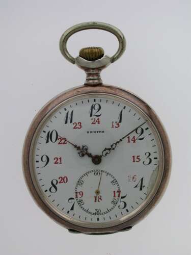 Zenith Silver 0.800 Open Face Gent’s Pocket Watch Swiss 1920