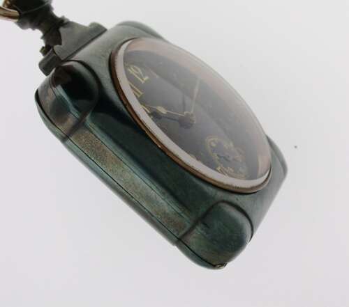 Rare Square Gunmetal Open Face Pocket Watch Swiss 1900
