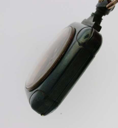 Rare Square Gunmetal Open Face Pocket Watch Swiss 1900