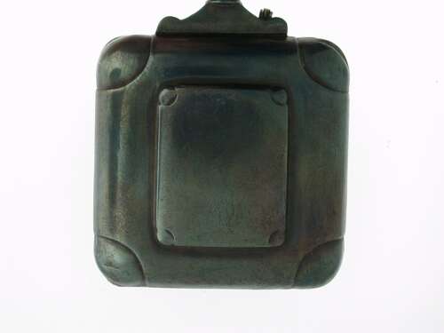 Rare Square Gunmetal Open Face Pocket Watch Swiss 1900