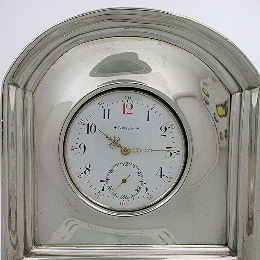 Silver Orion Pocket Watch in Silver Pocket Watch Holder, Swiss c.1900