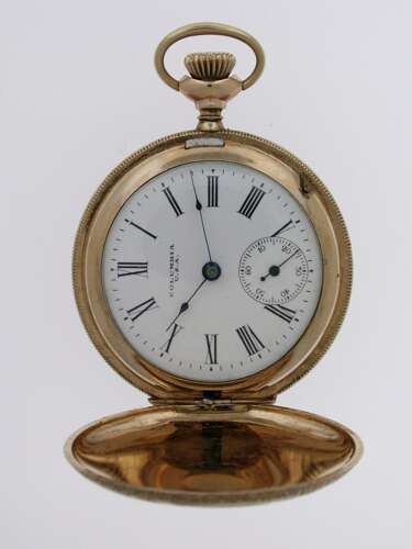 Full Hunter Columbia USA Gold Filled  Pocket Watch c.1910, with Gold Filled Chain