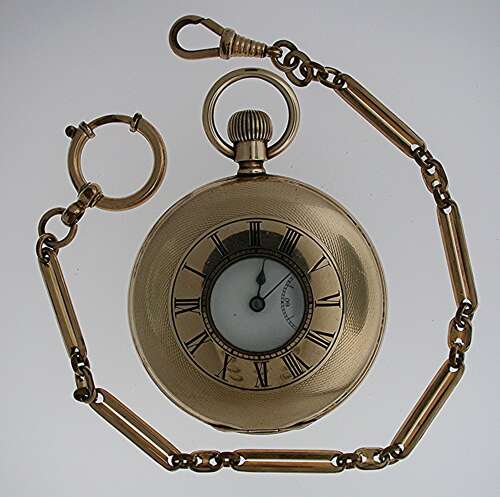 Omega Gold Filled Half Hunter Pocket Watch Swiss 1930 with Chain