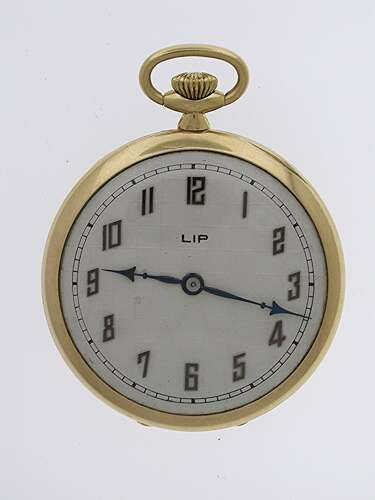 Lip 18Kt Yellow Gold Open Face Pocket Watch Swiss 1900