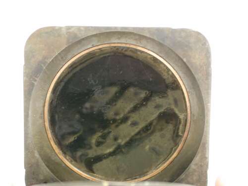 Rare Square Gunmetal Enamel Open Face Pocket Watch Telephone Dial Swiss 1900