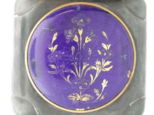 Rare Square Gunmetal Enamel Open Face Pocket Watch Telephone Dial Swiss 1900