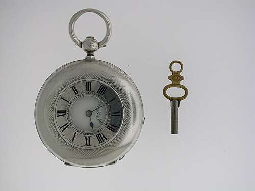 Silver 0.935 Benson Half Hunter Pocket Watch Swiss 1900