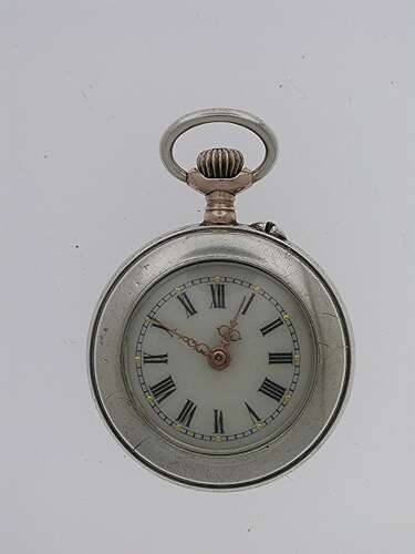 Silver Butterfly Open Face Fob Pocket Watch Swiss 1890