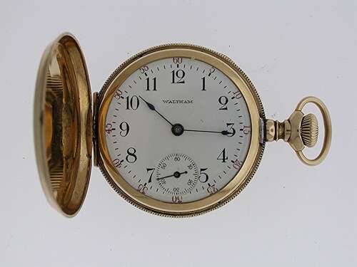 Waltham 14 Kt Gold Full Hunter Fob Pocket Watch USA 1920