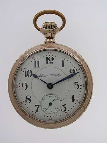 Hampden Watch Co Gold Filled Open Face Railway Pocket Watch USA 1920