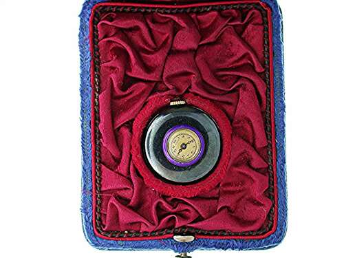 Rare Turler Silver %26 Blue Enamel Antique Gunmetal Lapel Button Hole Watch hard to find Swiss 1880