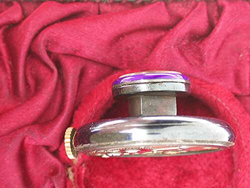 Rare Turler Silver %26 Blue Enamel Antique Gunmetal Lapel Button Hole Watch hard to find Swiss 1880