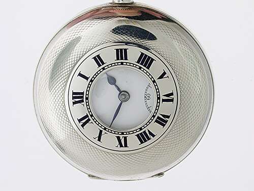 Excellent Half Hunter Silver Pocket Watch Swiss Made London Import Hallmark 1918