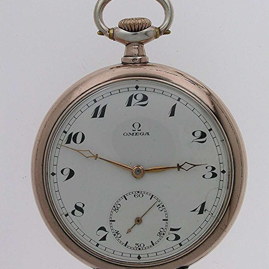 Original Omega Silver 0.800 Open Face  Pocket Watch Swiss 1919
