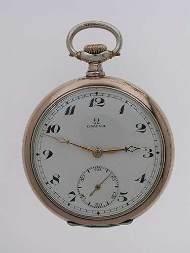 Original Omega Silver 0.800 Open Face  Pocket Watch Swiss 1919