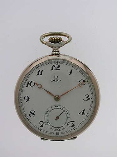 Original Omega Silver 0.800 Open Face Gent’S  Pocket Watch Swiss 1930