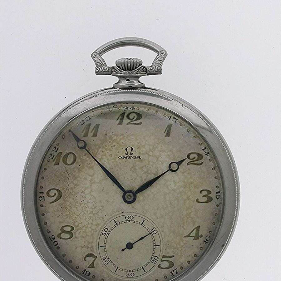 Original Omega Steel Open Face Gent&rsquo;s  Pocket Watch Swiss 1930
