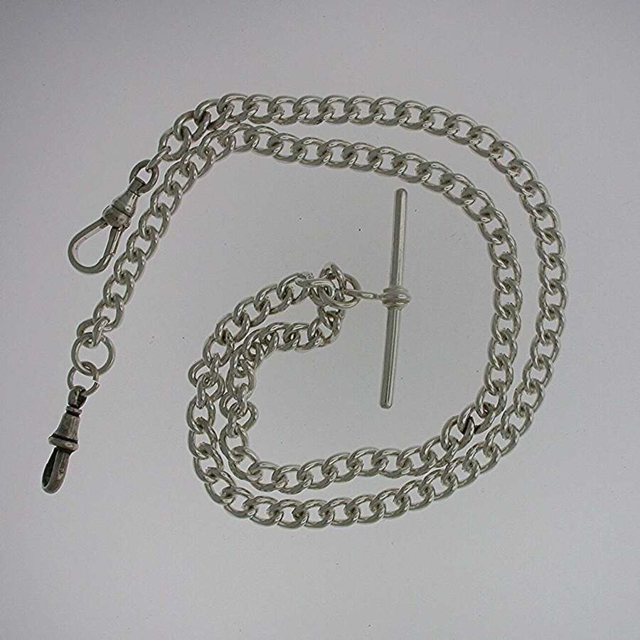 Silver Pocket Watch Albert Chain