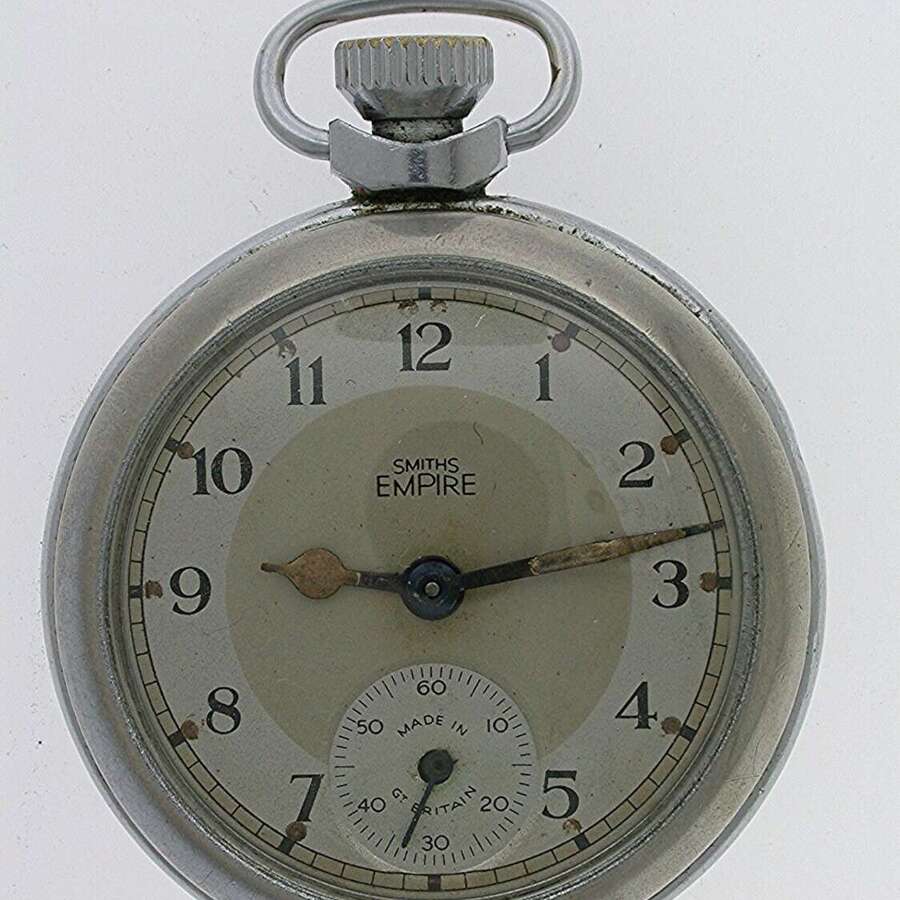 Steel Smiths Empire Pin Lever Open Face Pocket Watch English 1960