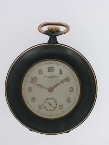 Baume %26 Mercier Open Face Gunmetal Pocket Watch in Original Box Swiss 1920