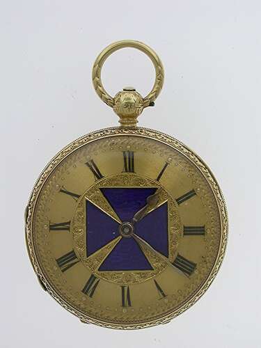18 Kt Yellow Gold Open Face Pocket Watch English Chester 1850