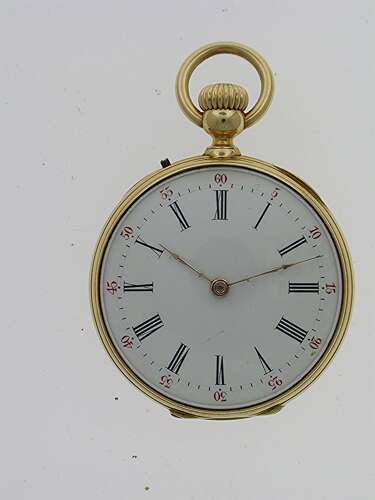18Kt Yellow Gold High Quality Open Face Pocket Watch Swiss 1900
