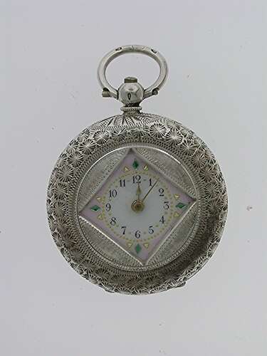 Silver 0.935 Pretty Dial Open Face Pocket Watch Swiss 1870