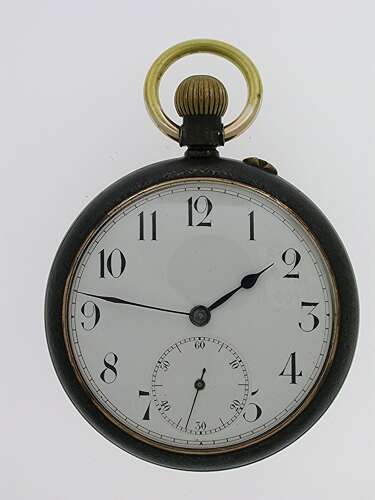 Gunmetal Open Face Pocket Watch Swiss 1920