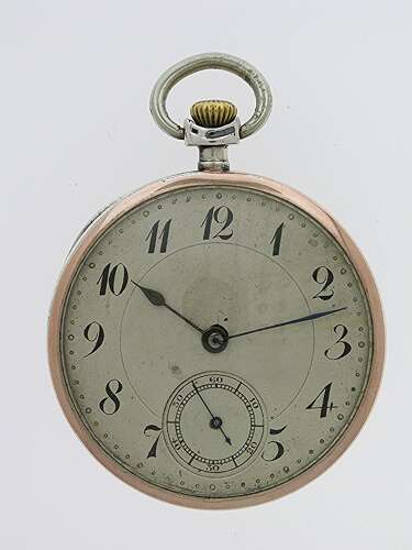 Silver Niello 0.900 Open Face Pocket Watch Swiss 1920