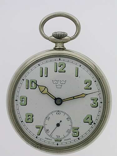 Swedish Military Steel Pocket Watch Swiss Made 1940