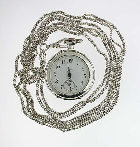 Unique Silver 0.800 Open Face Fob Pocket Watch with Lecoultre Movement Swiss 1910