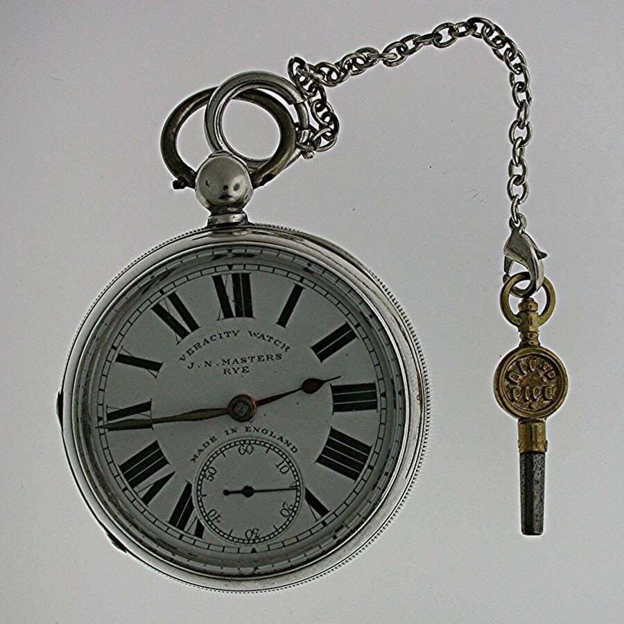 Silver Birmingham 1847 Open Face Pocket Watch with Rare Silver Dust Cover