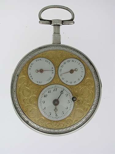 Silver Verge Calendar Pocket Watch Swiss 1780