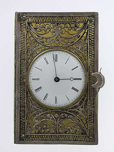 Silver %26 Gilt Watch Holder Modelled as Book Swiss 1867 Very Rare %26 Exclusive Item!