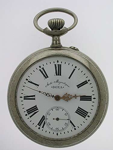 Doxa Goliath Train Steel Open Face Pocket Watch Swiss 1920 - Worldwide Free Shipping!!