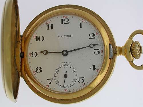 Waltham Gold Filled Full Hunter Pocket Watch Swiss 1955