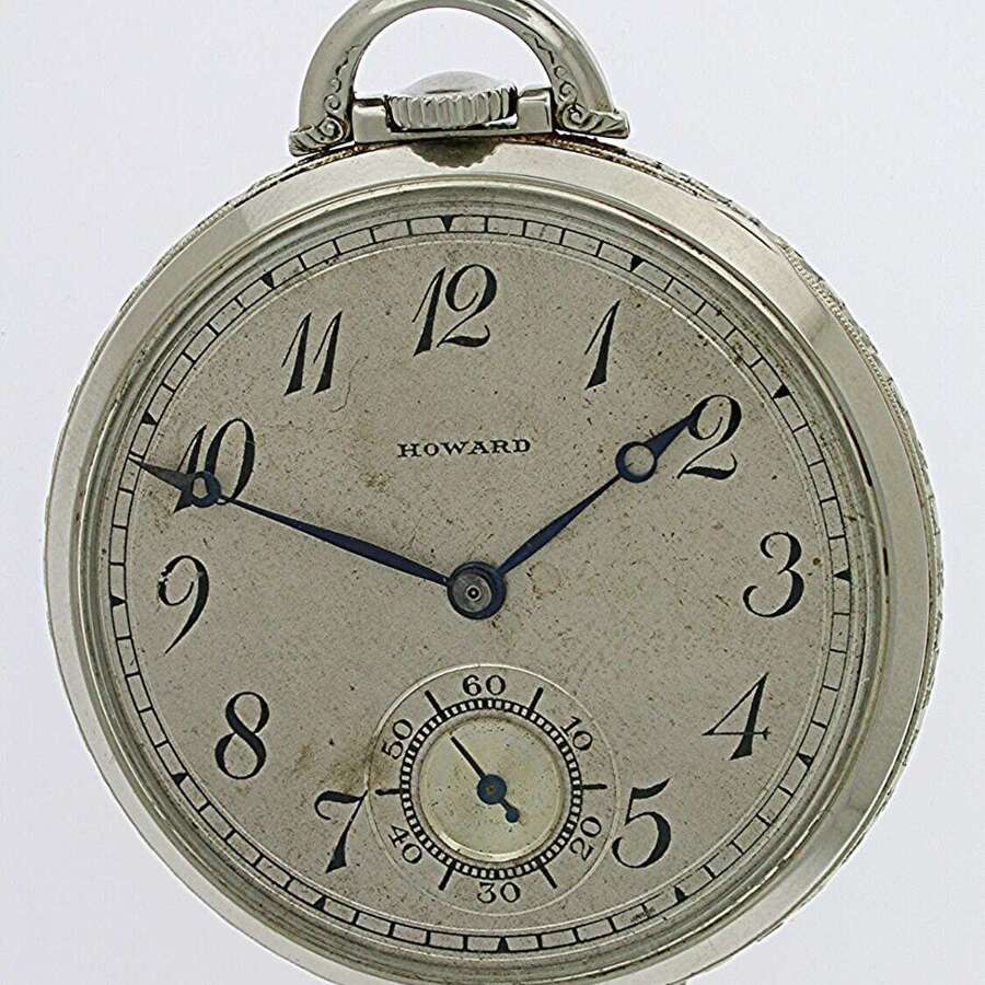 Unique 14 Kt White Gold Military Howard Pocket Watch Made in Usa